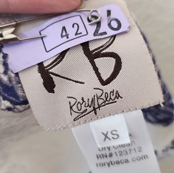Rory Beca Blue Floral Silk Blouse XS - Picture 4 of 5